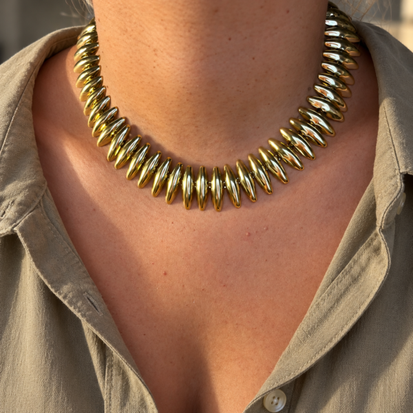 Collier New York en acier inoxydable maillons épi