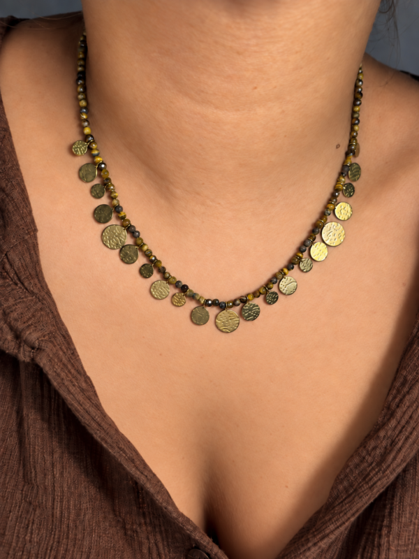 Collier perle œil du tigre hanoï