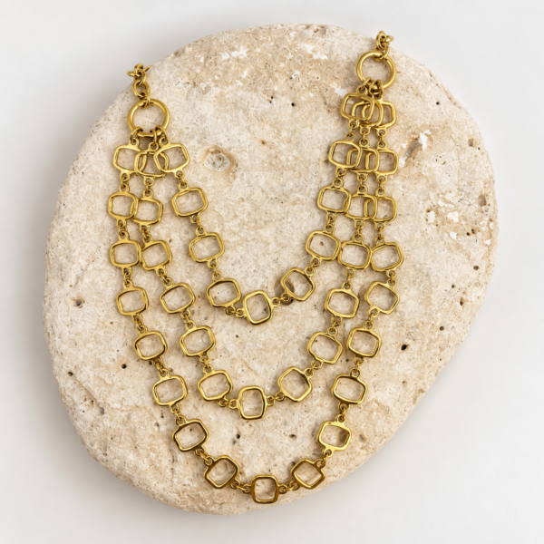 collier acier inoxydable doré multirang