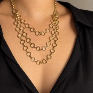 Collier acier inoxydable doré multirang